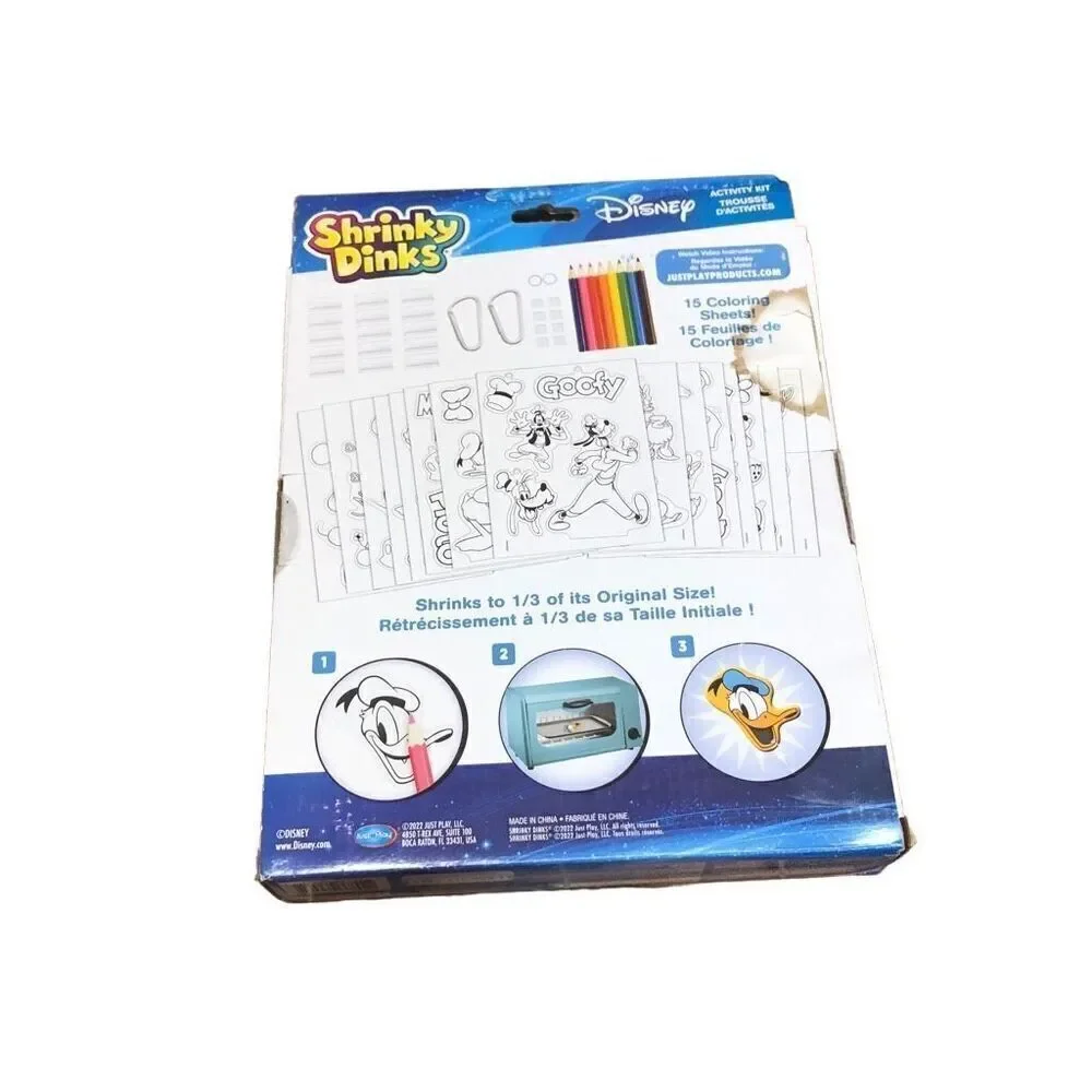 Disney Shrinky Dinks 50 Pieces Mickey Minnie Mouse Pluto Some damage on box New